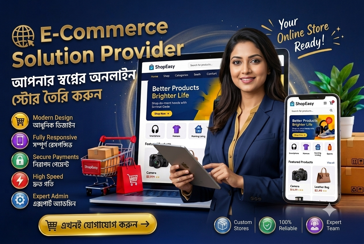 Get any type of e-commerce website designed by us.